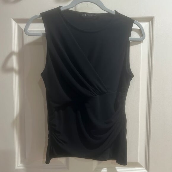 Zara ruched wide strap crewneck tank top - Picture 1 of 8